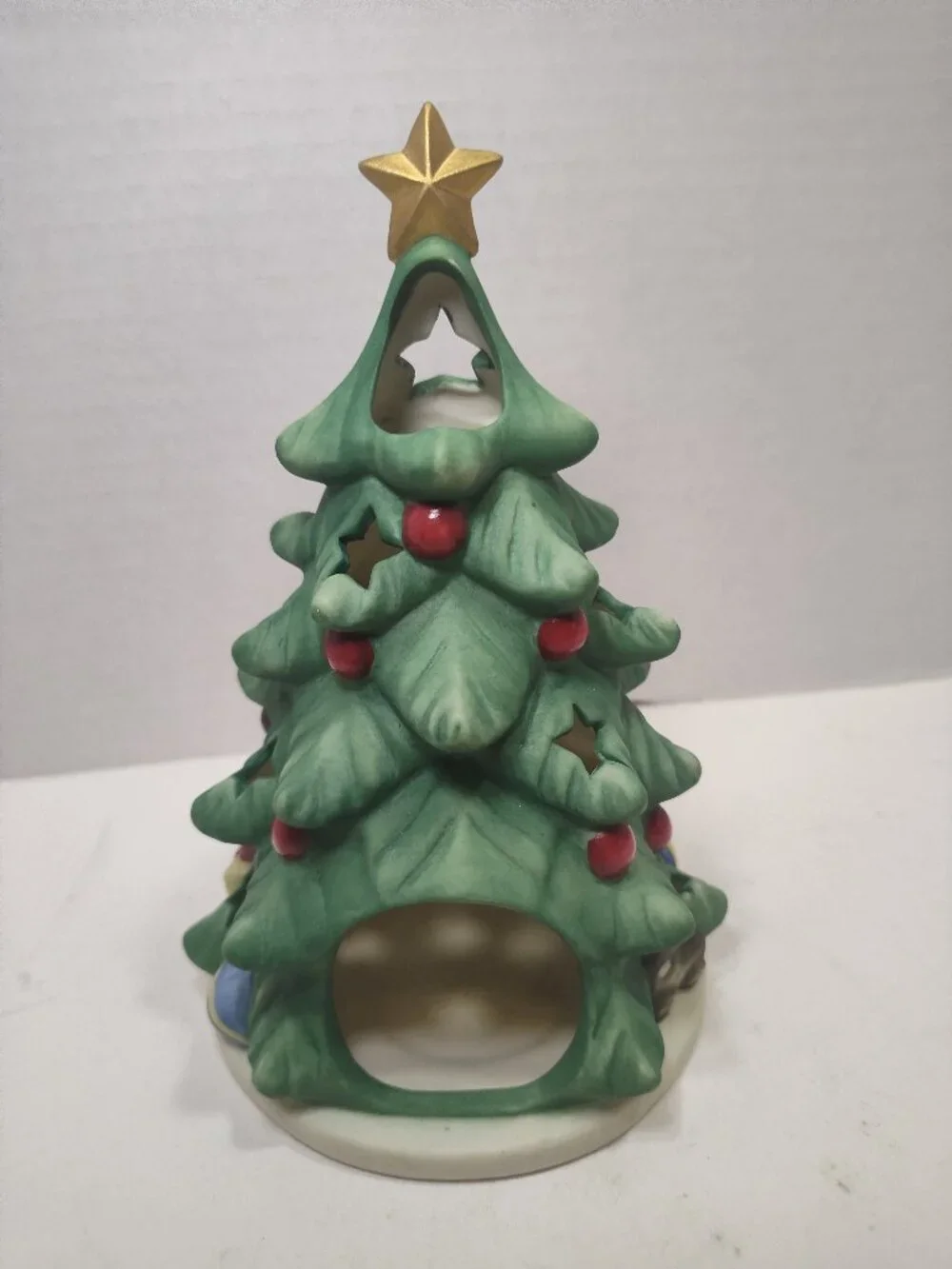 Goebel Christmas Tree Votive Candle Holder Teddy Bear Elf 7.5